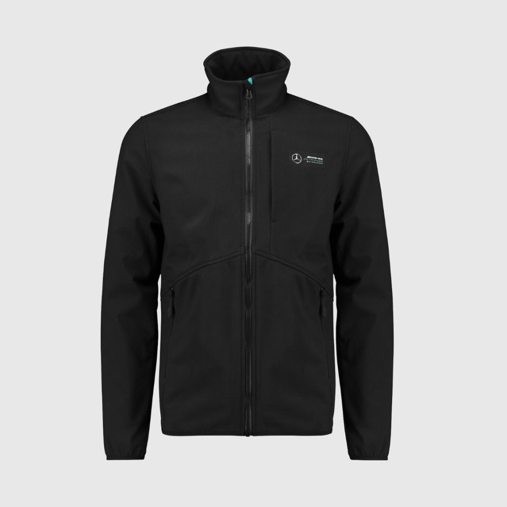 Men's Mercedes AMG Petronas F1 Team Softshell Jacket Black Full Zip Size Small